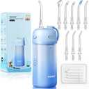 PERSMAX Water Flosser for Orthodontics Teeth Cleaning - Portable Electric Oral Irrigator Pick for Braces, Travel, Kids, with 3 Modes 8 Pressure Settings, 8 Tips, 150ML, IPX7, Gradient Blue