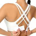 High Impact Sports Bra for Women - Criss-Cross Back, Molded Cups, Hook and Eye Closure - High Support Running Bra (Small, White)