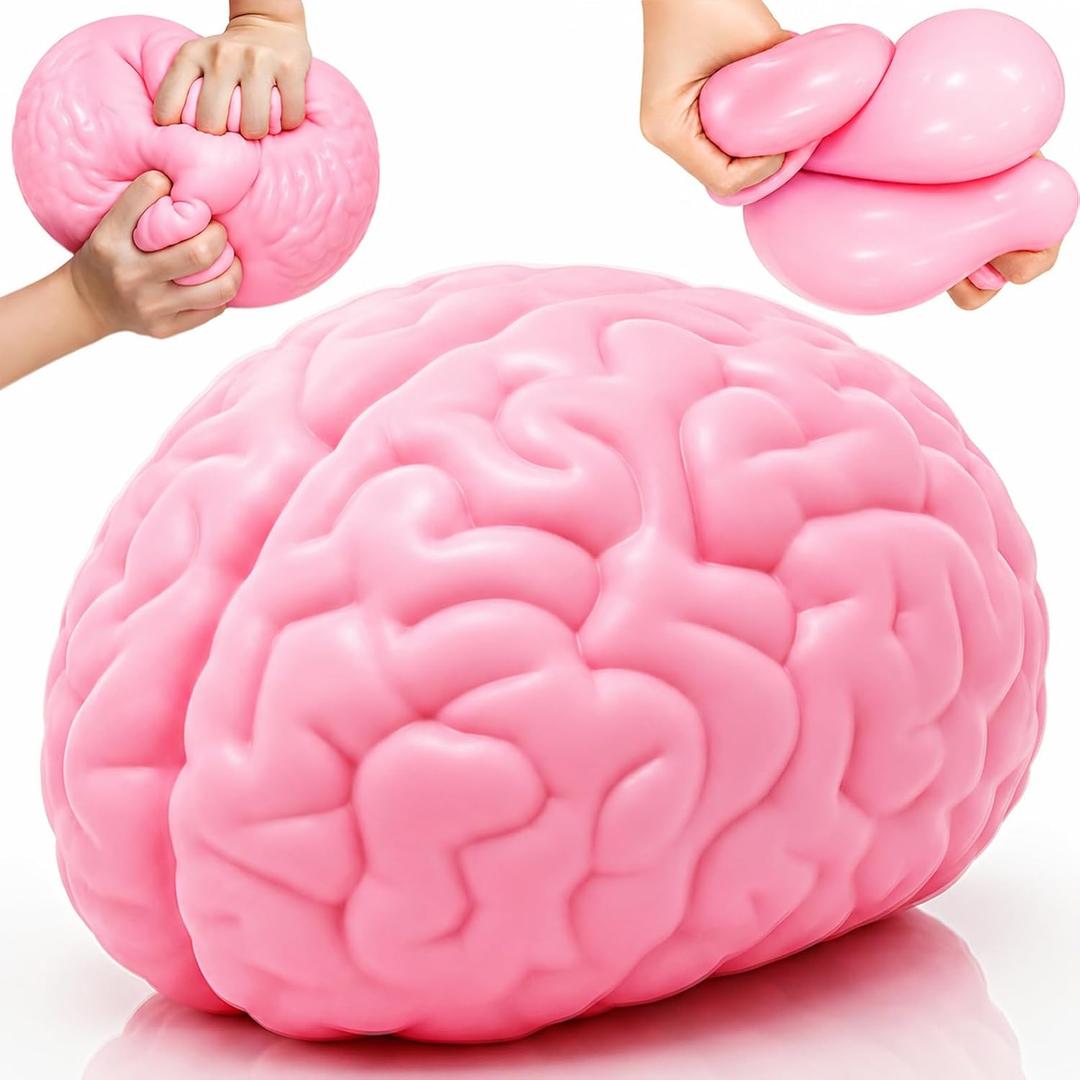 Jumbo Squishy Brain Stress Balls,Giant Realistic Brain Sensory Fidget Toys | Fun Squeeze Toy for Anxiety Relief,Novelty Prank Gag Gift for Adults Birthday Gifts Party Favor,Hand Therapy,Study Work Focus