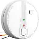 Smoke Detector, Hardwired Interconnected Smoke Detectors, Smoke Alarm with Replaceable 9V Battery, Interconnects Up to 12 Fire Alarms Smoke Detectors, Fire Alarm with Test/Silence Button, 1Pack