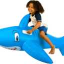 PoolCandy 6FT Shark Ride-On Pool Float  Giant Inflatable Raft with Grab Handles, Heavy-Duty PVC, Fun Summer Water Toy for Kids & Adults at Beach or Lake