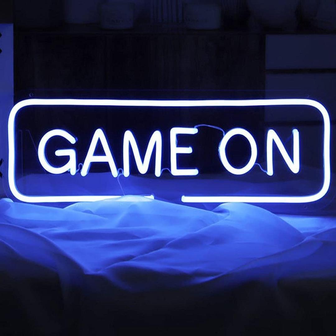 Game On USB Powered Led Neon Signs Wall Decor For Boys Game Room decor,Gaming Zone, Man Cave, BedRoom,Christmas (Blue)
