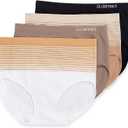 ELLEN TRACY Womens Full Brief Panties Breathable Seamless Underwear 4-Pack Multipack (Small, White/Sunbeige; Mocha; Latte/Natural; Black)