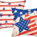 Patriotic Pillow Covers 18x18 Inch Set of 2, 4th of July Red White Blue Throw Pillow Covers for Holiday Decor
