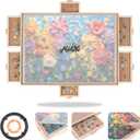 ALL4JIG 1500 Pieces Rotating Puzzle Board with 6 Drawers & Cover,24.92"x33.58"Portable Wooden Jigsaw Puzzle Table for Adults,Lazy Susan Spinning Puzzle Boards Gift for mom,Surface for Bricks Building