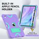 Cantis Case for iPad 11-inch (A16) 2025/ iPad 10th Generation 2022 (10.9 inch), Shockproof Cover 10th Generation with Pencil Holder & Kickstand, Purple+Teal