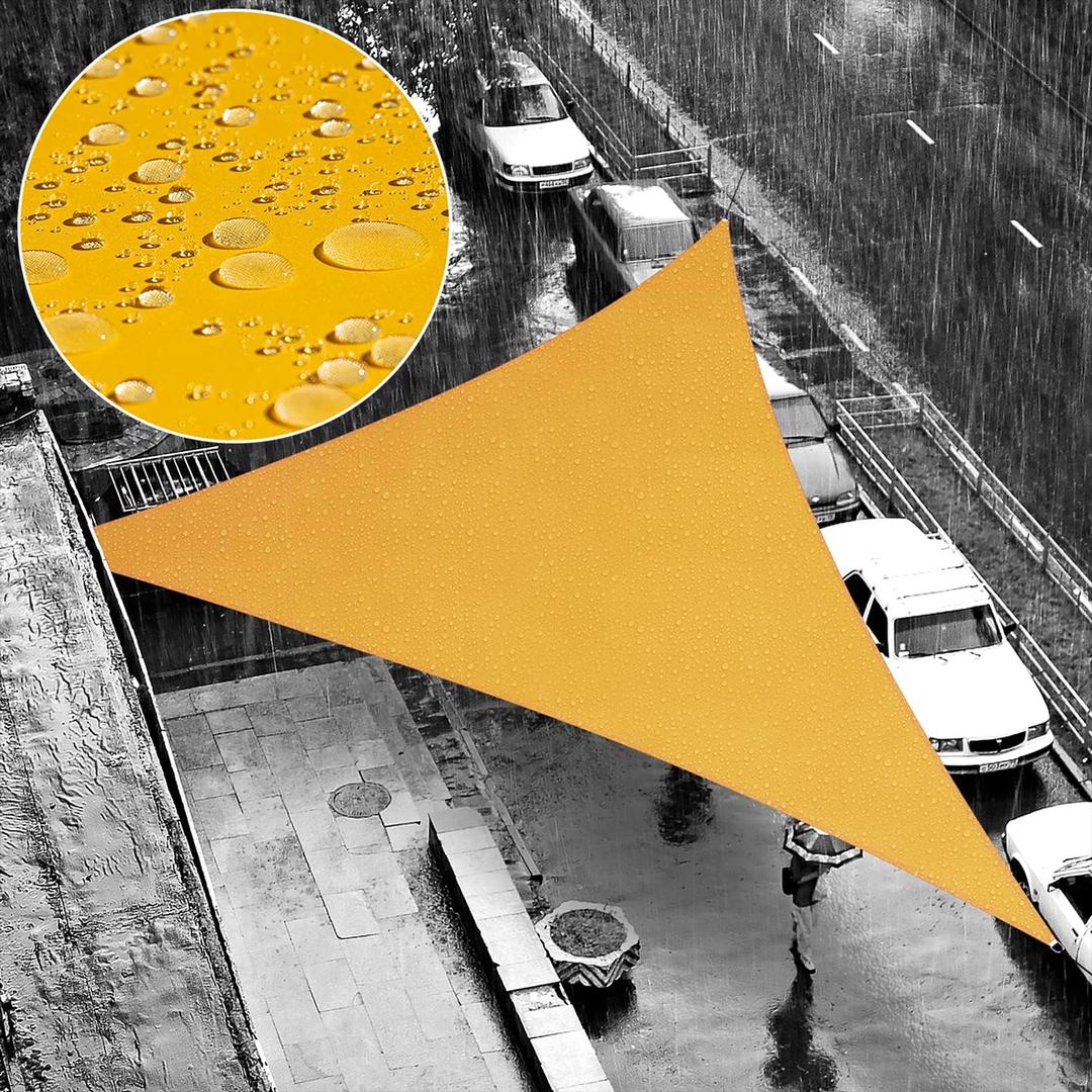 ShadeMart 16' x 16' x 16' Yellow Triangle Waterproof Sun Shade Sail 95% UV Resistant Canopy Awning Shelter Sunshade for Backyard Patio Deck Balcony Pergola Garden