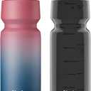 SLUXKE 32oz Bike Water Bottle Squeeze 2Pack, 1000ml Sports Bicycle Water Bottle BPA Free, Lightweight Fits Most Bicycle Bike Cages