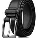 MILORDE Man Belt, Fashion & Classic Designs for Work Business and Casual (Size 48 (Waist 46), Whole Black)