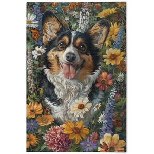 Puzzles for Adults 1000 Piece Black White Brown Fur Corgi Dog Flower Jigsaw Puzzles Adults Gift Home Decor 202b3580