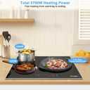 24 Inch Electric Cooktop, 3 Burner Built-in Ceramic Stove Top 220V-240V, 5700W Radiant Electric Cook Top with Touch Control, Timer, Safety Lock, 220V Hard Wired (No Plug)