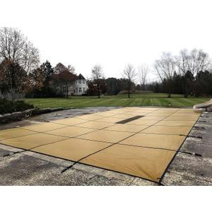 WaterWarden Solid Vinyl Pool Safety Cover Fits 18' x 36' Rectangle Pool UL Classified to ASTM F1346 Safety Standard 4,000 lb. Break Strength Hardware Included (Tan Vinyl With Drain Panel)