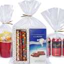 Wowfit 50 CT 10x16 Inches Clear Flat Cellophane Treat Bags with 6" Gold Twist Ties  Large Cello Bags for Gifts, Cookies, Treats, Wrapping, Party Favors & Bakery Packaging  Sturdy & Easy to Use