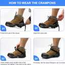 Crampons, Ice Cleats for Shoes and Boots, Silicone Stainless Steel Grippers Shoe Spikes Grips Traction for Ice Snow, Winter Hiking Climbing Ice Fishing