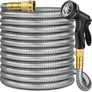 150 ft Stainless Steel Garden Hose - 2026 New Technology Metal Water Hoses with 3/4" Solid Brass Fitting - Lightweight,Ultra Flexible,Durable,Kink-Less Watering Pipes Hoses For Yard, Outdoor