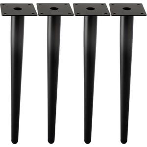 Straight Furniture Table Legs 30 Inch, Round Tapered Metal Furniture Legs Black, Modern Dresser Cabinet Sofa Support Feet Replacement, Set of 4