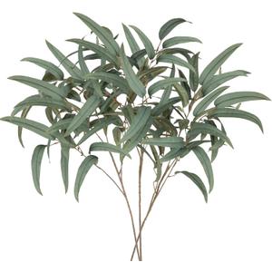 Briful Artificial Eucalyptus Willow Branches 33'' Tall Gray Fake Eucalyptus Stems Arrangement, Realistic Faux Greenery Stems, Indoor Plant, Home Housewarming Farmhouse Porch Vase Decor, Set of 3