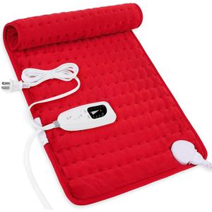 Heating Pad,Electric Heating Pads for Back,Neck,Abdomen,Mothers Day Gift,Moist Heating Pad for Shoulder,Knee,Arms and Legs,Dry/Moist Heat & Auto Shut Off,Birthday Gifts for Men(Red, 24''12'') (12" x 24")