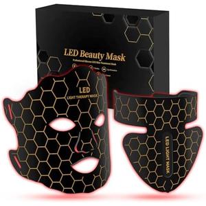 Yahi Red Light Therapy for Face, Led Face Mask Light Therapy, 7 Colors LED Face & Neck Mask Light Therapy At Home, Black
