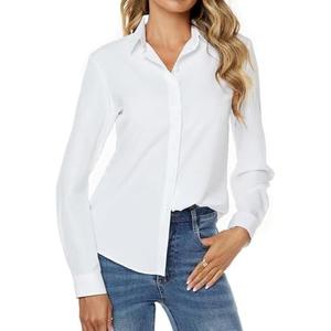 jonivey Womens Stretch Button Down Long Sleeve Shirt Soft Basic Wrinkle Free Work Business Formal Casual Blouse. Small