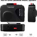 Cassette Player Tape Recorders AM/FM Radio, Portable Tape Player Records Built in Speakers Manual Record - 2AA Battery Or DC 5V Supply with 3.5MM Earphone- Black