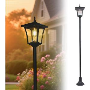63" Solar Lamp Post Light,Outdoor Waterproof Solar Post Light,Garden Lights for Backyard, Pathway, Patio,Lawn, Driveway Decor, with base