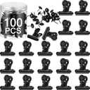 100 Set Push Pin Clips for Cork Board, 100 Metal Clip + 100 Push Pins Set, 1.2" Bulletin Board Clips for Hanging Photos, Bulletin Notes Papers Office Art Craft Wall Display