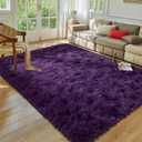 Softlife Rug for Living Room 5.3x7.6 Feet Area Rug for Bedroom Super Soft Shaggy Rugs for Kids Room Fluffy Fuzzy Carpets Long Plush Bedside Rug Nursery Christmas Home Decoration for Boys Girls, Purple (5ft3" x 7ft6", Dark Purple)