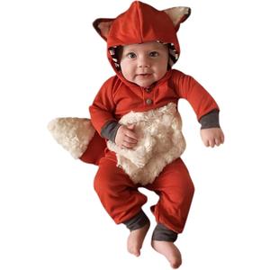 Noubeau
Newborn Baby Girl Boy Halloween Cosplay Cartoon Clothes Fox Coat Fur Bodysuit Jumpsuit Hooded Playsuit Romper Overall Outfit (Orange, Tag Size 90, US 6-12 Months)