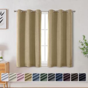 OVZME Gold Blackout Curtains 45 inch Long for Bedroom Living Room, Thermal Insulated Total Blackout Curtains, Balance Privacy and Noise Reducing Small Window Curtains, Set of 2, 30Wx45L