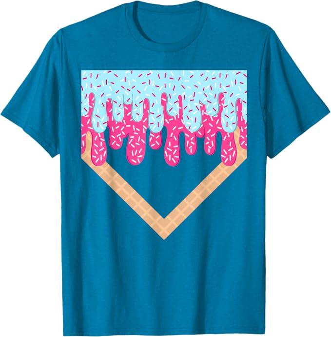 Baseball Drip Boys Home Plate Ice Cream Sport Players & Fans T-Shirt, Size M youth.