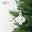 Christmas Ball Ornaments Set 12 pcs 80mm/ 3.15in Shatterproof Clear Glitter Christmas Tree Ornaments Hanging Ornaments for Xmas Holiday, White
