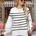 Lylinan Cozy Oversized Sweater for Women Side Slit Knit Pullover Crewneck Top for Fall Winter Outfits XS-XXL (White, M)