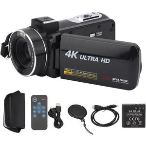 Digital 4k Video Camera, Anti Shake High Definition Digital Video 18x Zoom 3in Touching Display Screen 4k Video Camera Camcorder 4k Camcorder