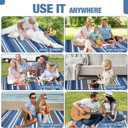Picnic Blankets Outdoor Extra Large - 80"x80" Waterproof Beach Blanket, Machine Washable 3-Layer Foldable Park Mat with Sandproof Backing for Grass, Hiking, Travel, Concerts, Indoor (BlueStrip)