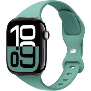 2 x STG Sport Slim Thin Narrow Silicone Bands Compatible with Apple Watch Band Ultra 3/2/1 49mm, Series 11/10 46/42mm, 9/8/7 45/41mm, SE 6/5/4 44/40mm, 3/2/1 42/38mm for Women Men (Cactus)