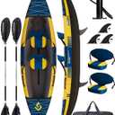 Starcity Kayak Inflatable Tandem Wide Stable Touring Fishing Design 600 Pound Capacity 12" 2"*36"*13" for Lake River Recreational Paddling Families Beginners W/Adjustable Seat Storage Compartment