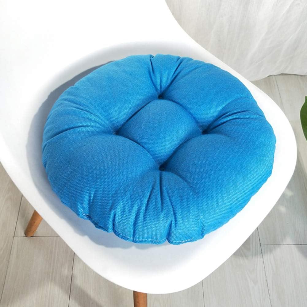 20" Round Bar Stool Cushion, Linen Fabric and Thick Padding, Comfortable Sitting for Round Wooden/Metal Stools Blue, Set of 4