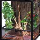 REPTI ZOO Reptile Glass Terrarium, 18" x 18" x 24" Front Opening with Double Hinge Door & Top Screen Ventilation, 30 Gallon Tank Large Reptile Terrarium (Knock-Down)