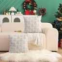 LUOYEHK Christmas Tree Throw Pillow Covers 1818 Set of 2 Winter Beige Faux Fur Sequin Decorative Pillow Cases Merry Christmas Fluffy Cushion Covers for Couch Sofa Bed