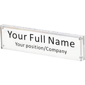 IEEK Acrylic Desk Name Plate, Clear Acrylic Block Nameplate Double Sided Holder, DIY Personalized Name, 2.5x10 Inch