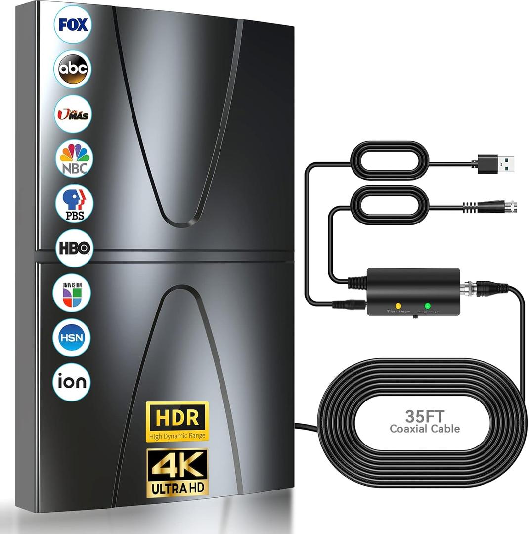 4900+ Miles Range Digital Antenna,2026 Strongest TV Antenna for Local Channels and All Smart/Old TVs with Amplified Signal Booster