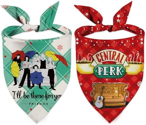 3 Pack Dog Christmas Bandanas, 2 Pcs Christmas Friends Show Dog Bandanas for Friends TV Show Fans Gifts, Pet Party Costume Accessories Decoration