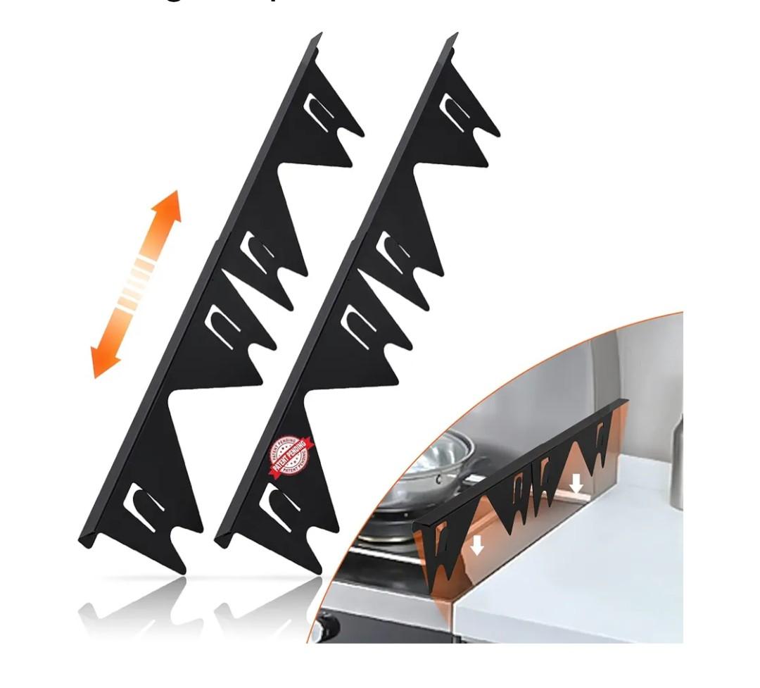 Stainless Steel Stove Gap Covers,Stove Gap Filler, Range Trim Kit, Stove Gap Guards, Heat Resistant and Easy to Clean, Easy retractable Length 13.8" to 27.5", Width 0.79",Black(2PCS)