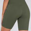 THE GYM PEOPLE Women's High Waist Workout Shorts 8"/5"/3" Stretchy Tummy Control Yoga Biker Running Shorts with Pockets (Green, L)