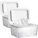2 Pack Wet Baby Wipes Dispenser - Large Capacity Wipe Holder Seal-Designed Dust-Proof Wet Wipes Container Keep Diaper Wipes Fresh (White)
