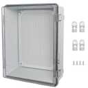 Waterproof Junction Box, ABS Plastic Electrical Box with Stainless Steel Latch, Hinged Cover Electric Project Enclosure Box with Mounting Plate, Wall Brackets,Clear 15.7"x11.8"x7.1
