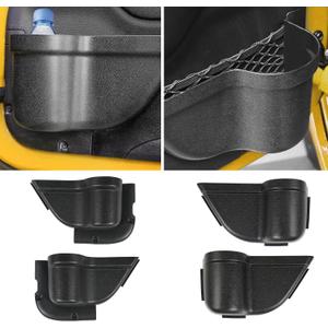 MIKKUPPA JK Storage Pockets - Front and Rear Door Pockets Compatible with 2011-2018 Jeep Wrangler JK JKU 4 Door, Interior Storage Accessories, Black 4 Pcs