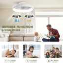 LUDOMIDE 20" Modern White Flush Mount Ceiling Fan with Lights, 6 Wind Speeds, LED, Voice Control, Bedroom, Living Room, Kitchen