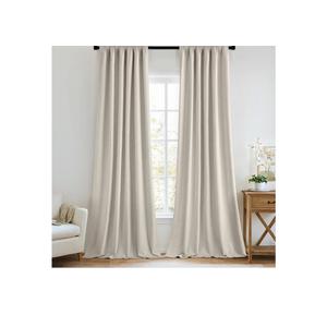 MIULEE  Curtains 108 Inch Long 2 Panels Set for Bedroom, Thick Luxury Faux Linen Black Out Curtain Room Darkening Back Tab Pleat Window Textured Drapes with Hooks for Living Room, Beige